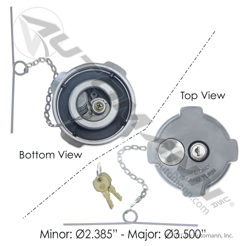 Automann 572.1018 Fuel Cap 3in Locking Freightliner