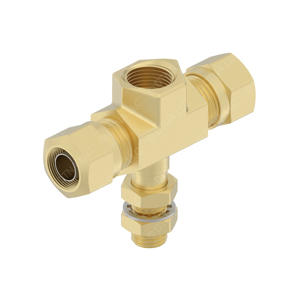 Freightliner A23-13071-010 Fuel Line Fitting, Tee, NTA, NPTF, Anchor, #10 Tube