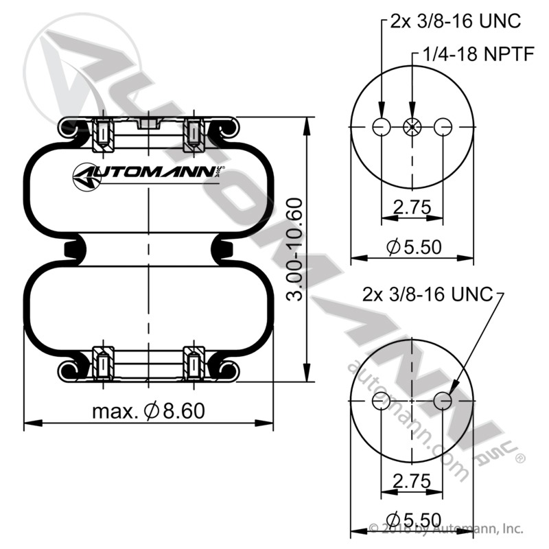 Automann  ABSP2B08RA-7325 Air Spring Double Convuluted