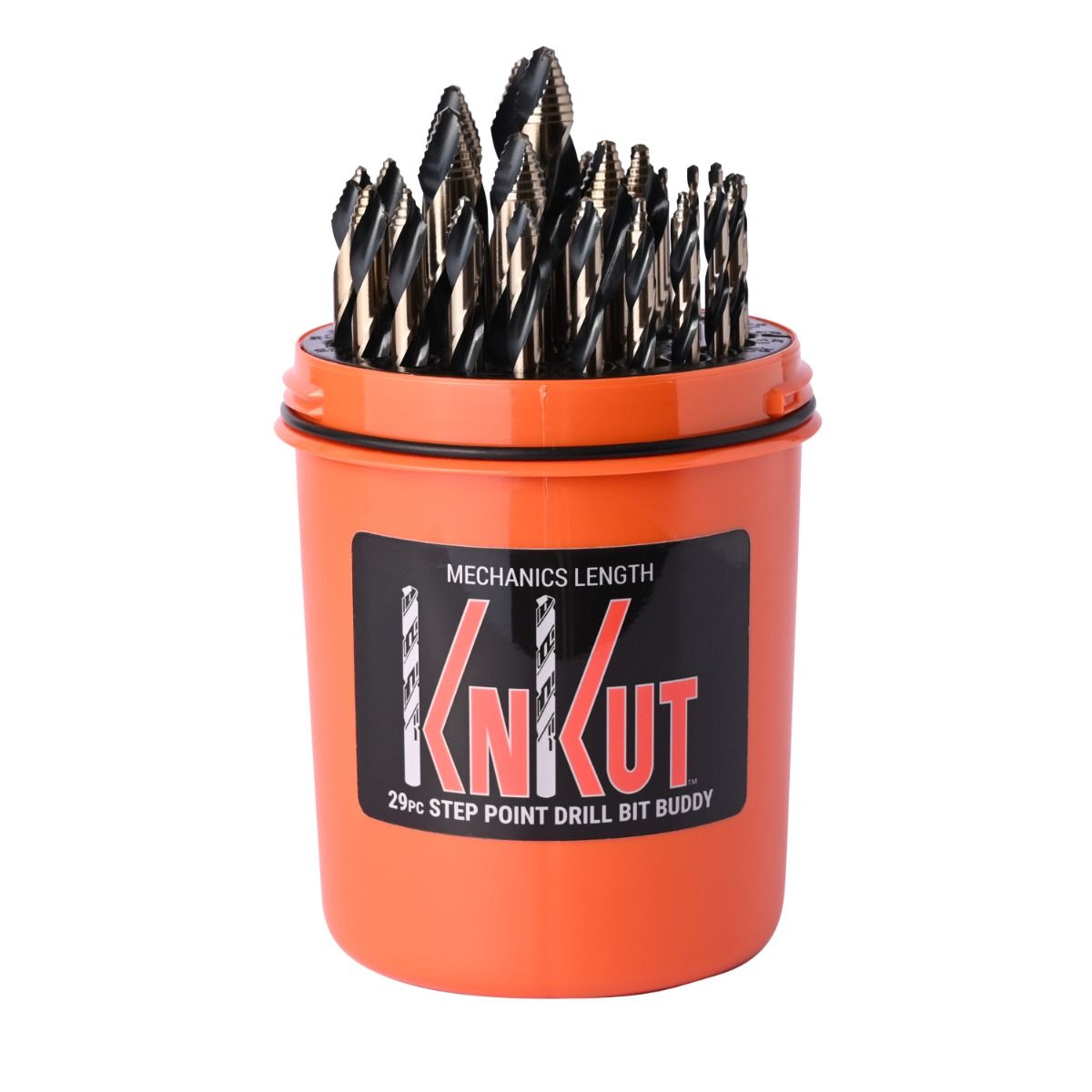 KnKut 29 Piece Drill Buddy Mechanics Length Step Point Drill Bit Set 1/16"-1/2" by 64ths