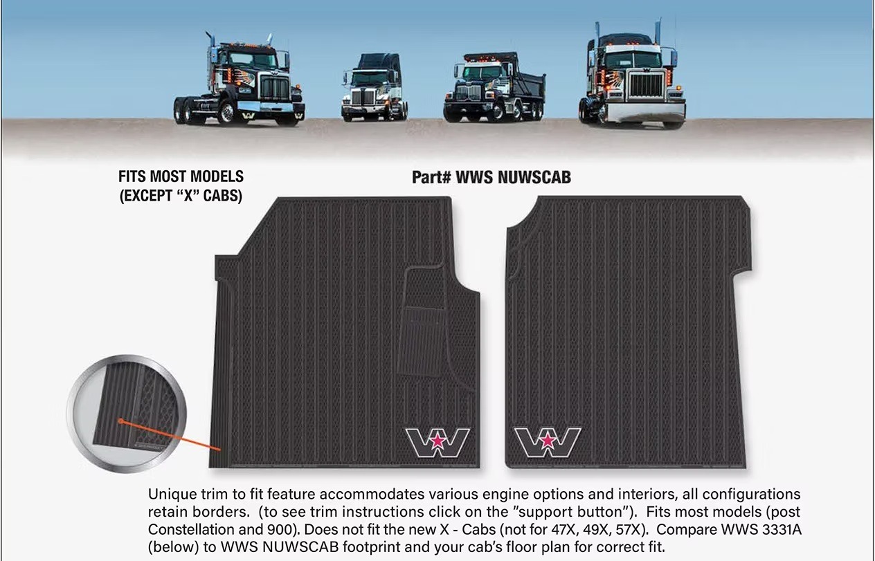 Western Star Black Floor Mat, New Cab - WWS NUWSCAB
